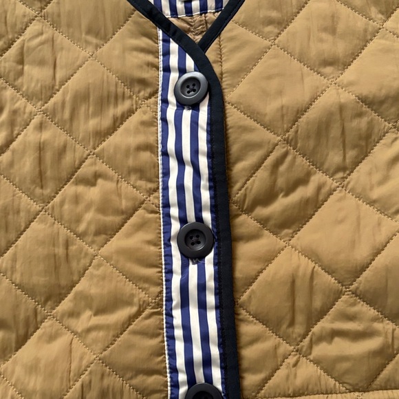 Women's Quilted Tan Jacket with Striped Pockets - Picture 3 of 10